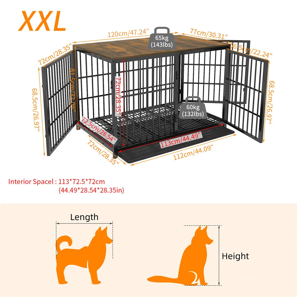 Borwart Wooden Dog Crate Furniture Style Elevated Pet Cage
