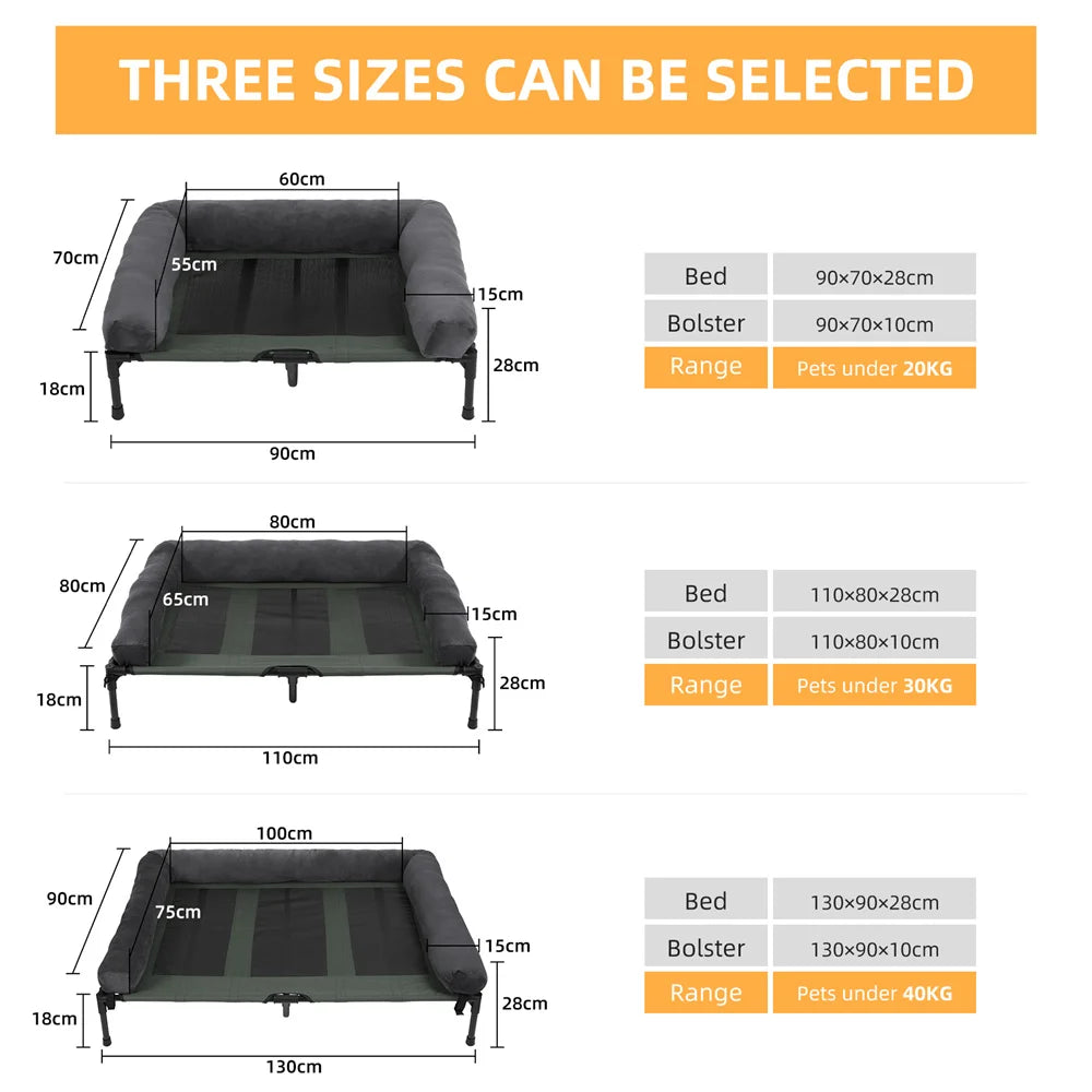 BORWART CN Outdoor Raised Dog Bed With Cooling Breathable Mat And Plush Mat