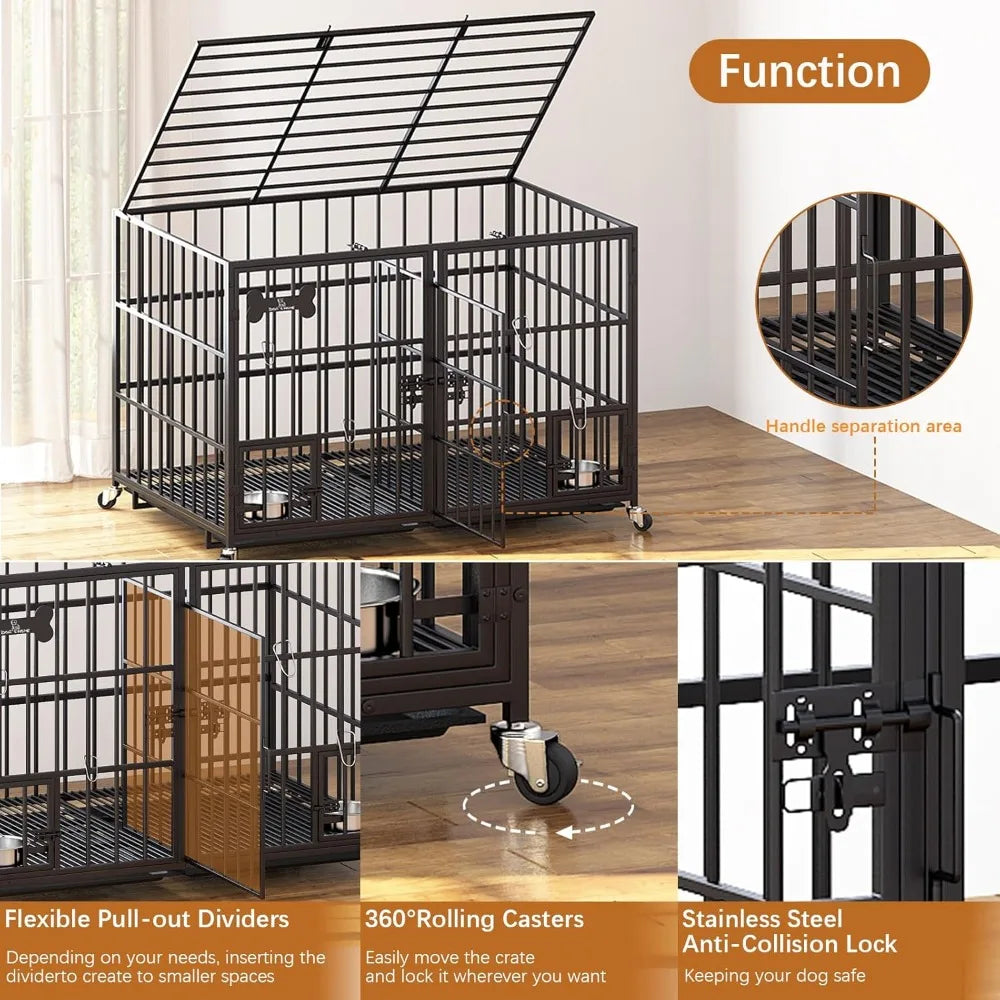 Heavy Duty Metal Dog Crate Indoor Kennel For Medium And Large Dogs