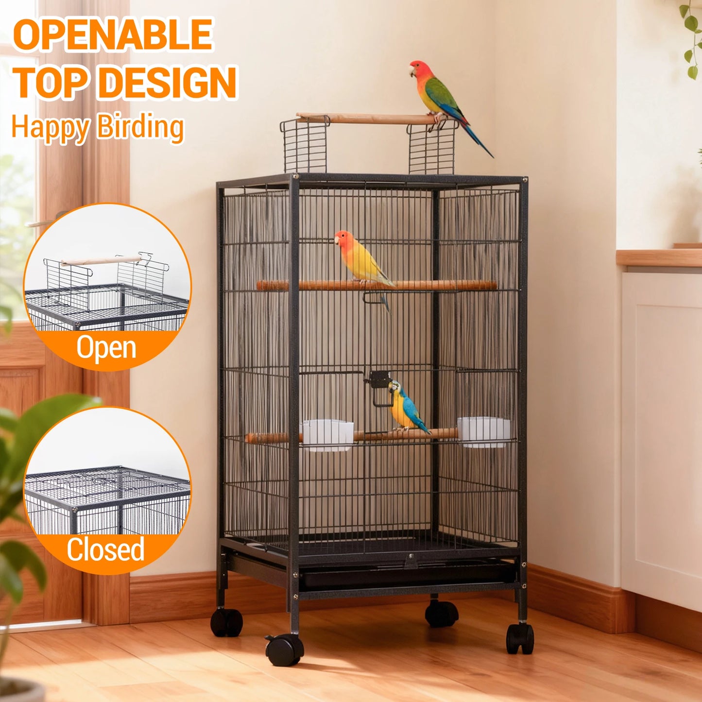 Large Wrought Iron Bird Cage Stand For Parakeets And Cockatiels