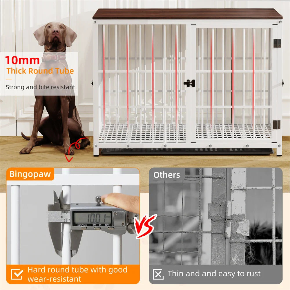 BORWART Large Wooden Dog Crate With Latch And Removable Tray