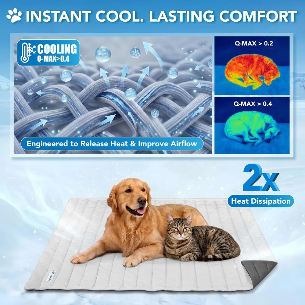Thick Self-Cooling Dog Mat With Reversible Summer Pad