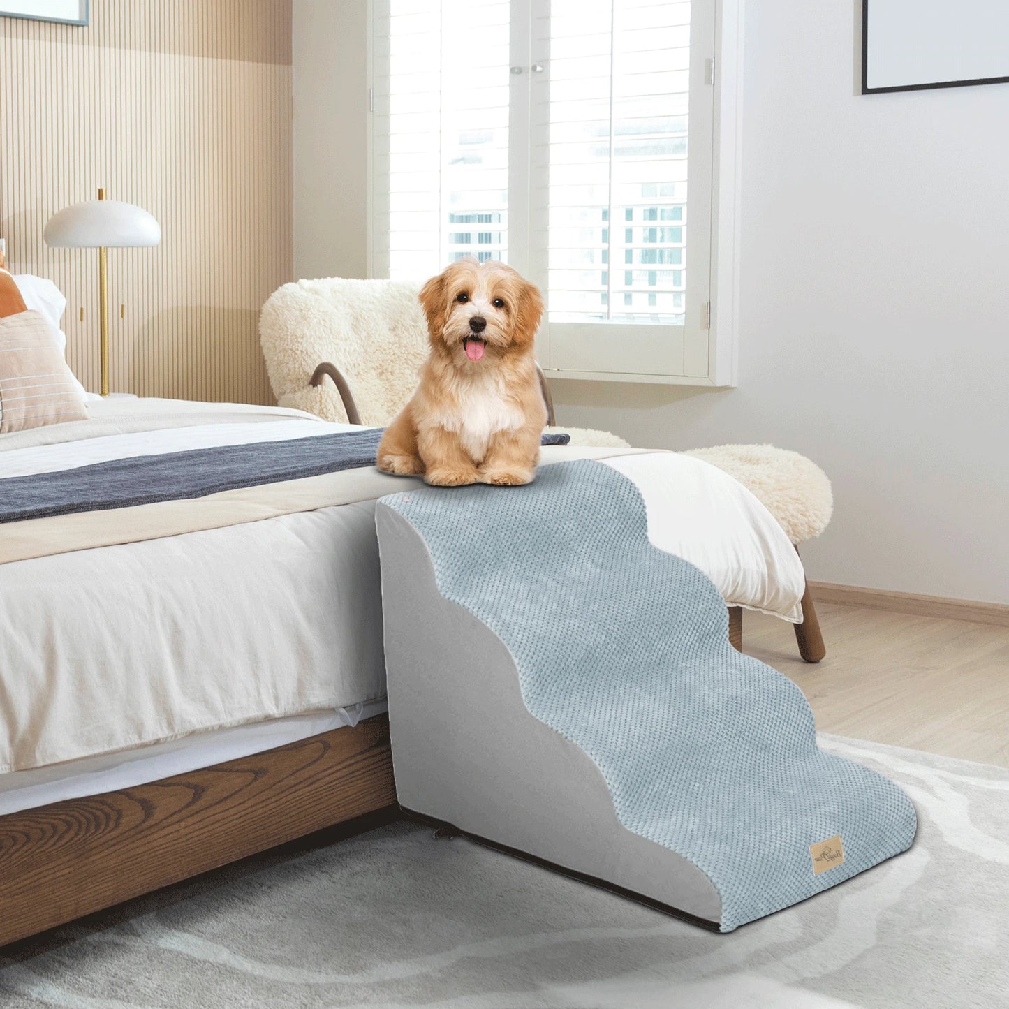 Bingopaw Extra Wide Dog Stairs Ramp Bed Couch