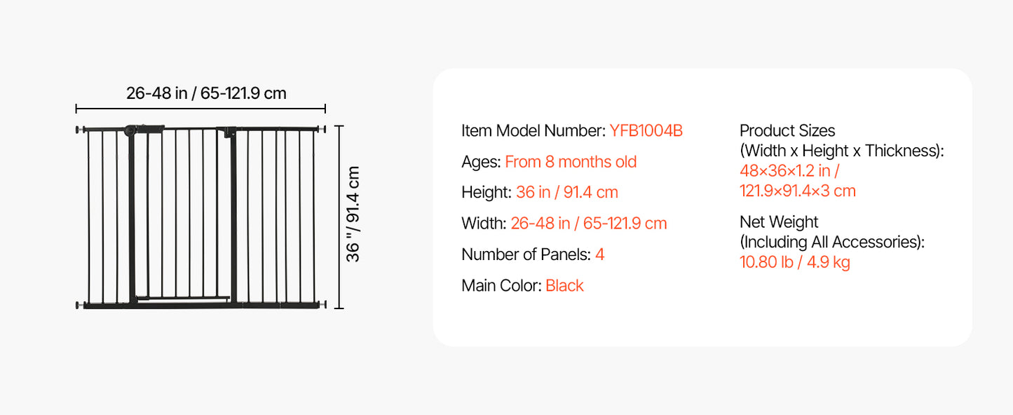 SucceBuy Pressure Mount Baby Gate Walk Through Doorway Child Safety