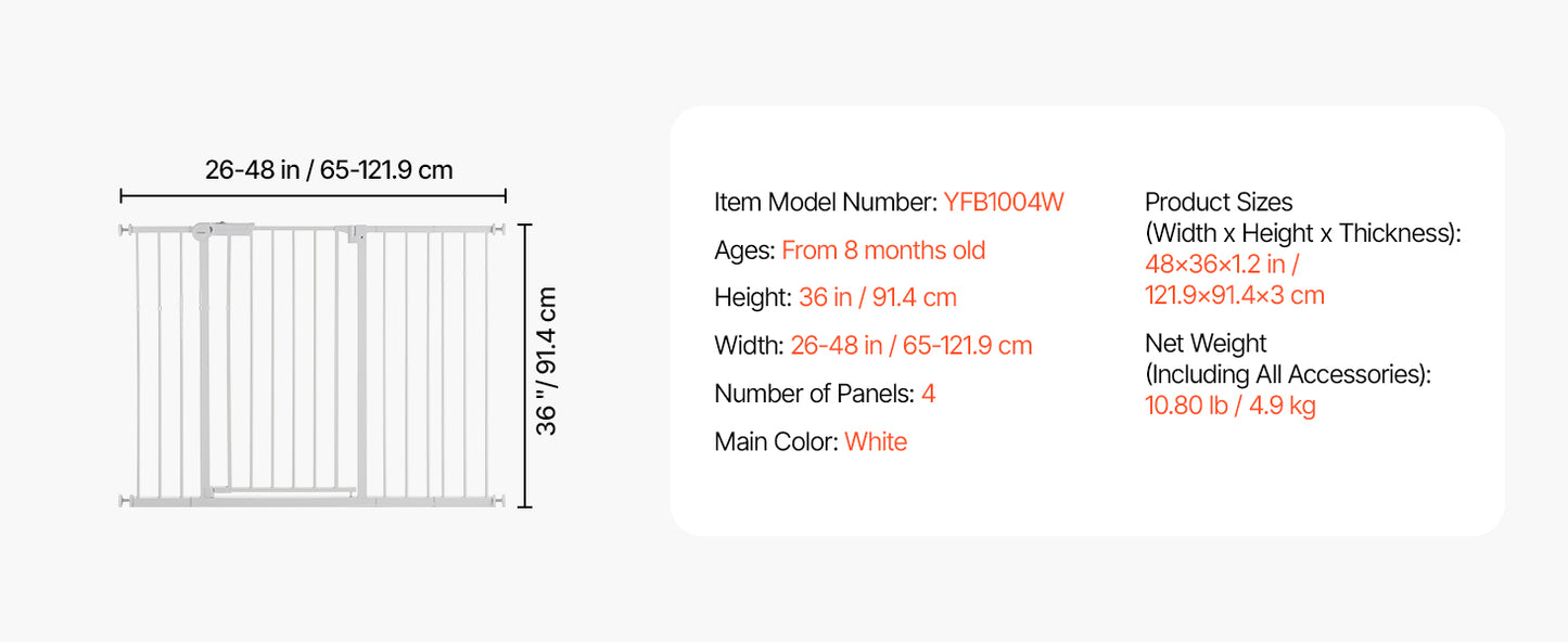 SucceBuy Pressure Mount Baby Gate Walk Thru Child Pet Safety