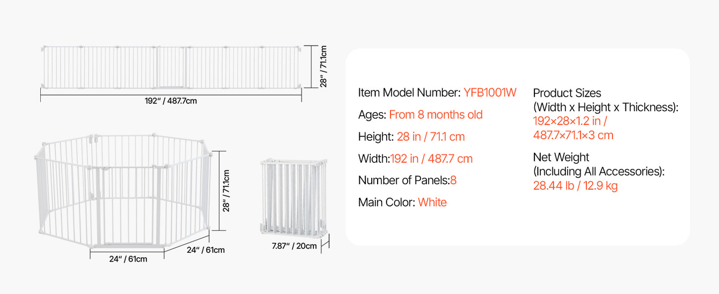 SucceBuy Baby Gate Pressure Mounted Walk Through Pet Safety Gate