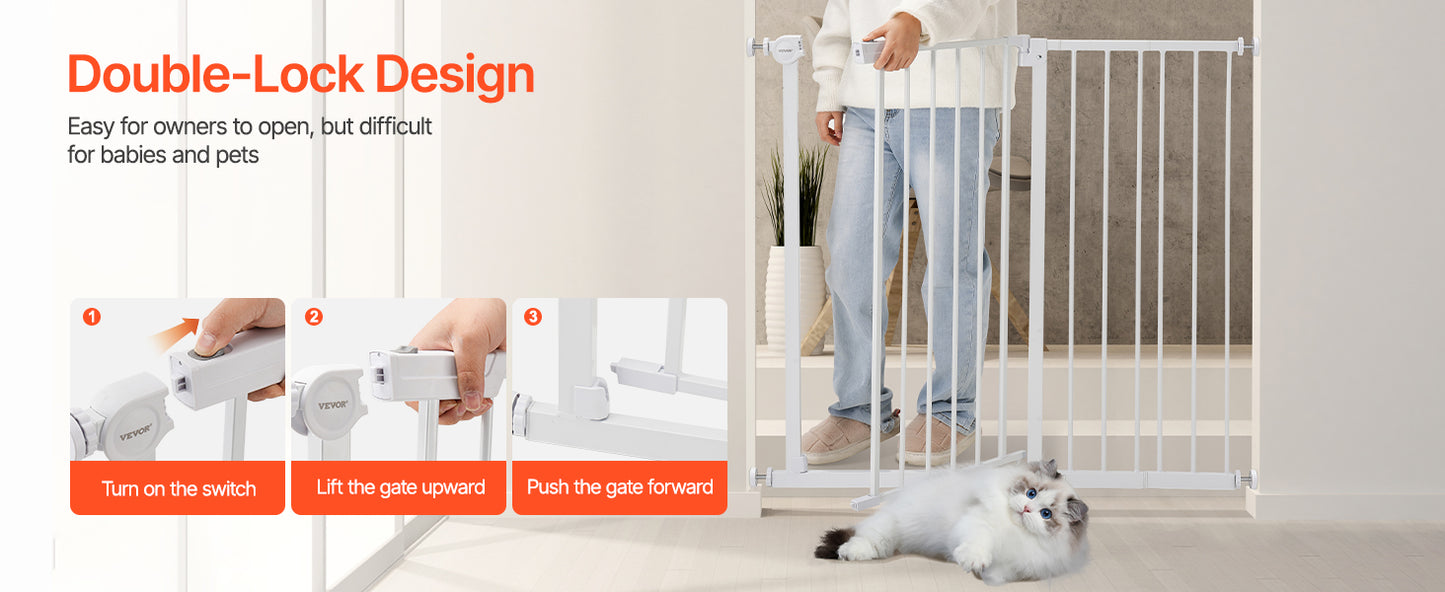 SucceBuy Pressure Mount Baby Gate Walk Thru Child Pet Safety