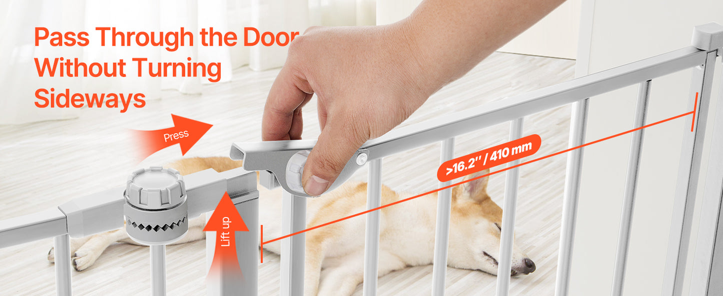 SucceBuy Pressure Mount Baby Gate Walk Thru Child Pet Safety