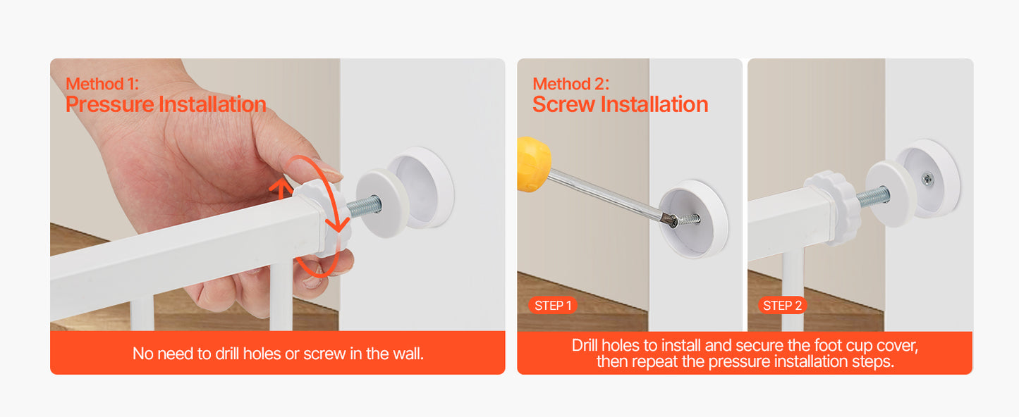 SucceBuy Baby Gate Pressure Mounted Walk Through Pet Safety Gate