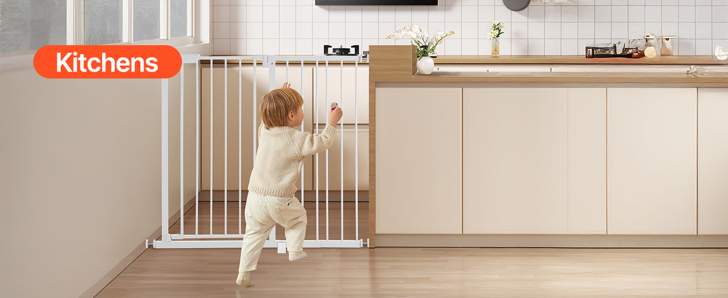 SucceBuy Baby Gate Pressure Mounted Walk Through Pet Safety Gate
