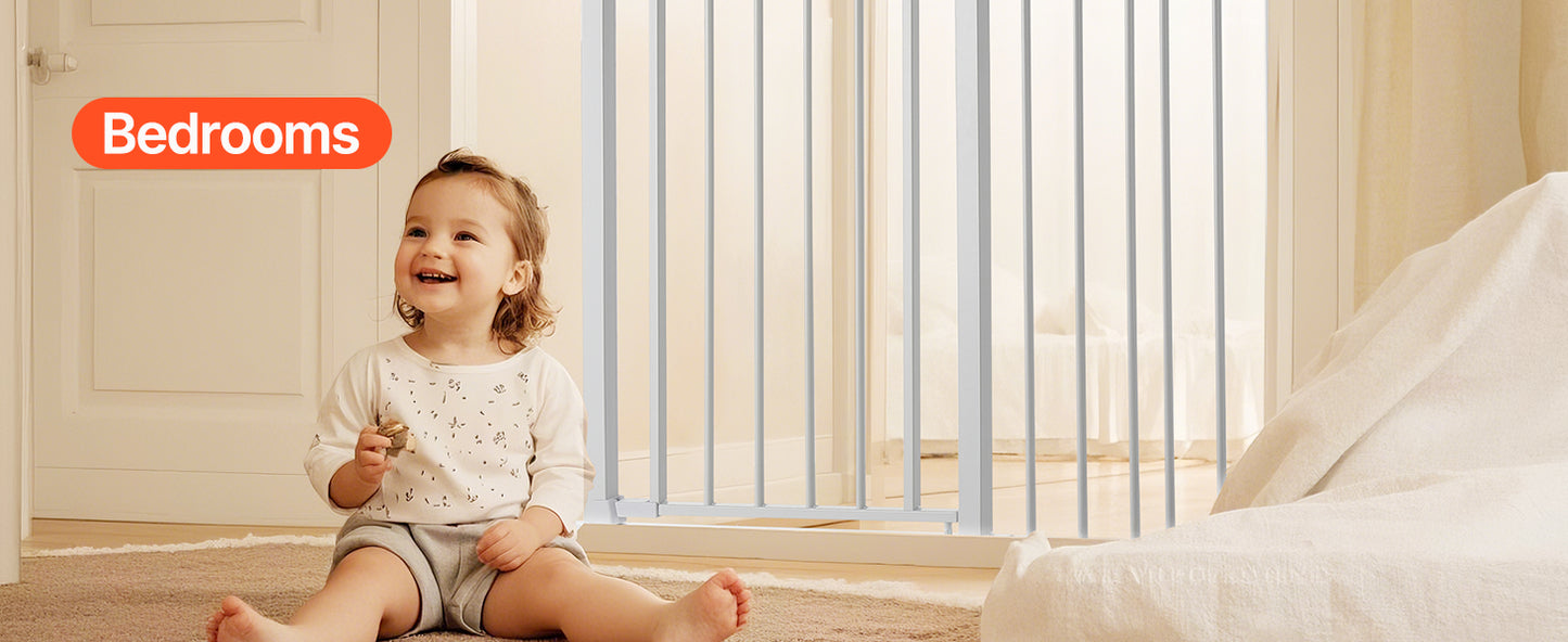 SucceBuy Baby Gate Pressure Mounted Walk Through Pet Safety Gate
