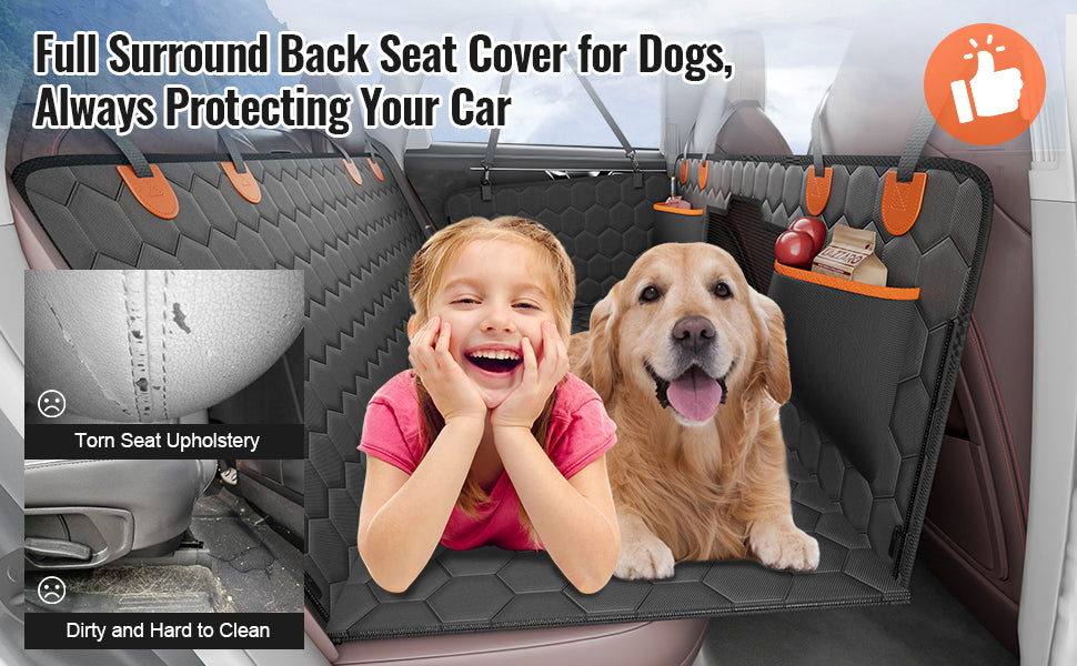 SucceBuy Back Seat Extender Dog Seat Cover With Mesh Window