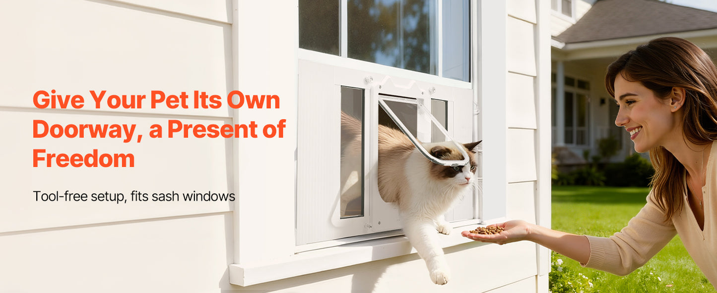 SucceBuy Adjustable Window Cat Door With Magnetic Closure