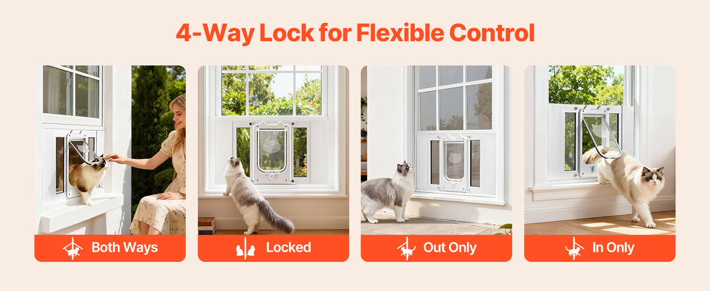 SucceBuy Adjustable Window Cat Door With Magnetic Closure