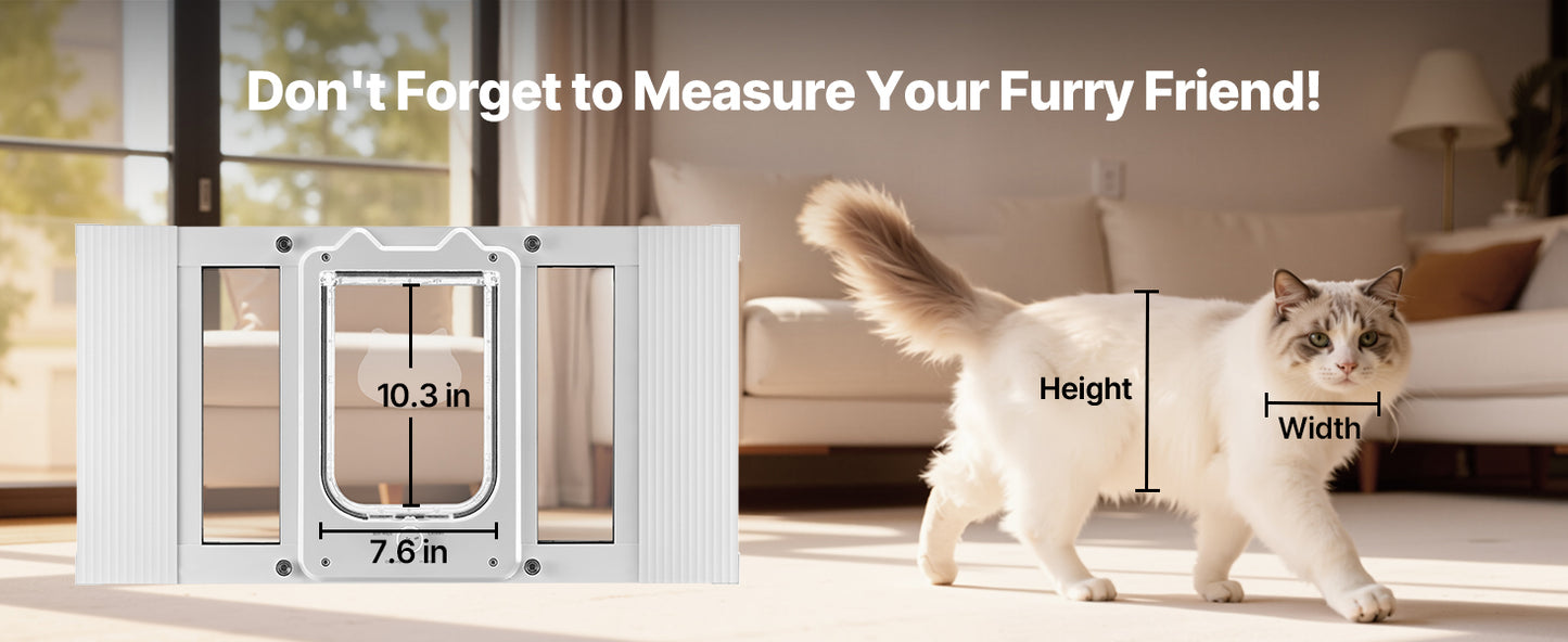 SucceBuy Adjustable Window Cat Door With Magnetic Closure