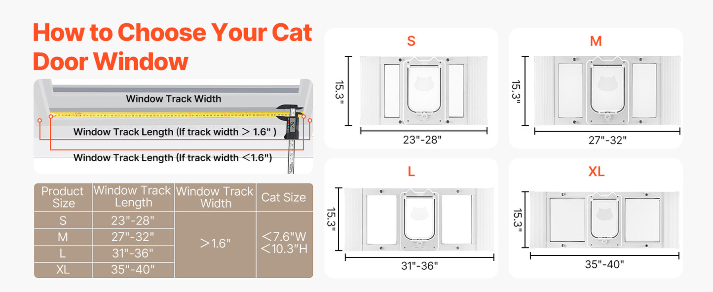 SucceBuy Adjustable Window Cat Door With Magnetic Closure
