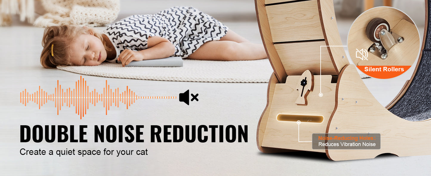 SucceBuy Wooden Cat Exercise Wheel With Detachable Carpet