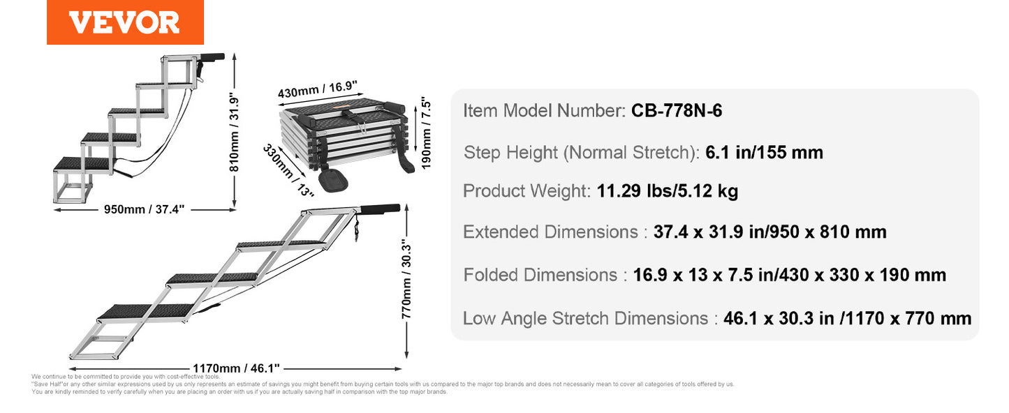 SucceBuy Dog Car Stair Folding Portable Pet Steps For Cars SUV
