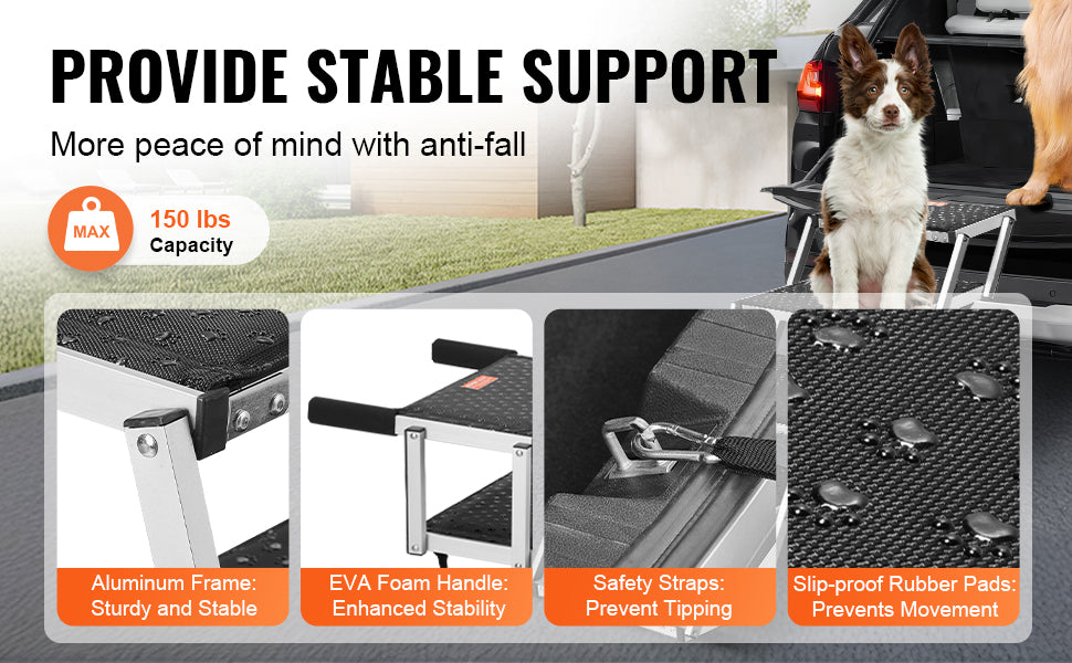 SucceBuy Dog Car Stair Folding Portable Pet Steps For Cars SUV