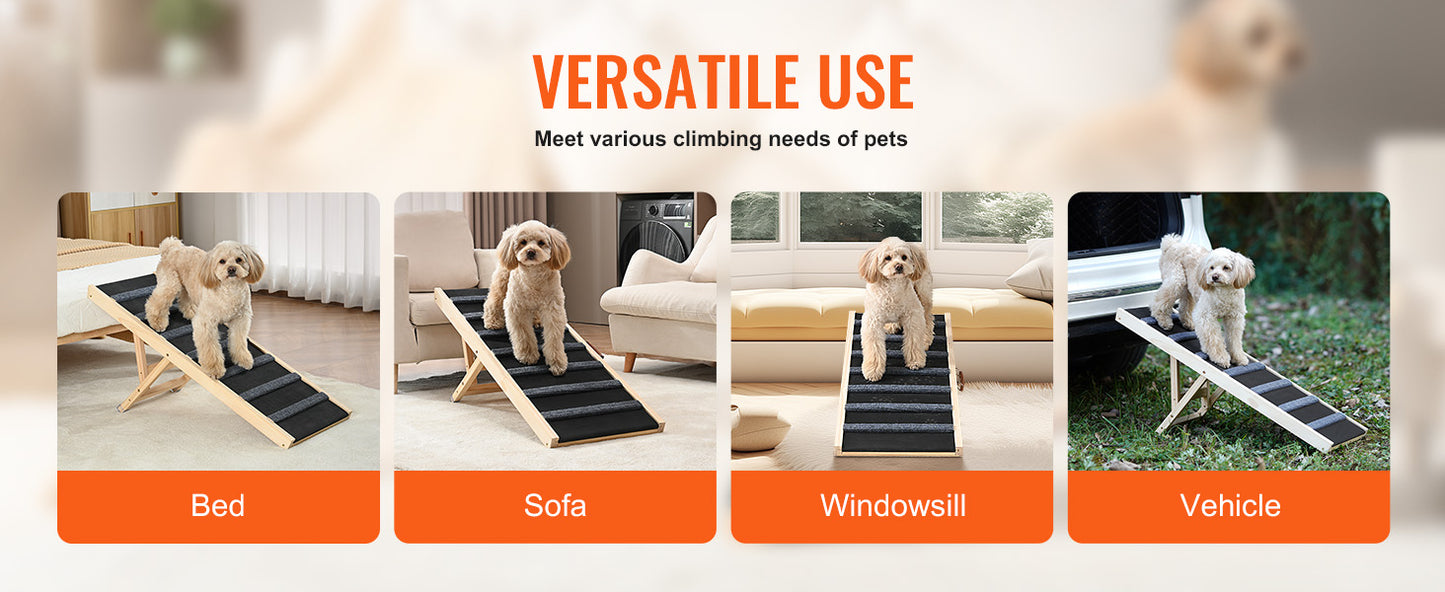 SucceBuy Adjustable Wooden Folding Pet Ramp For Stairs